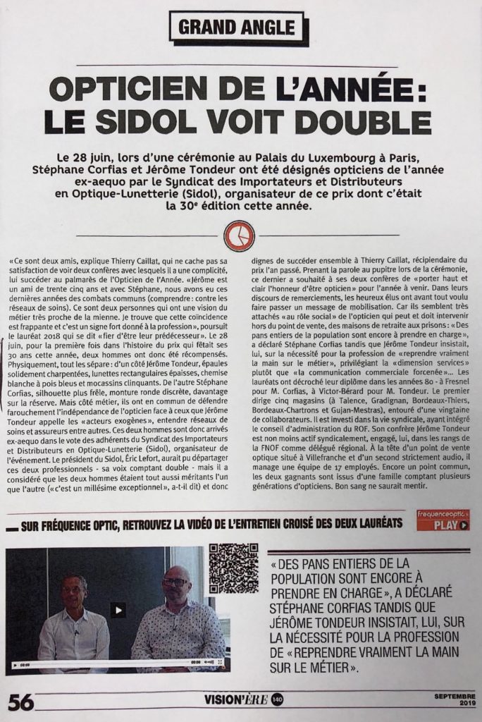 Grand - Vision'ère - Opticien de l'année : le SIDOL voit double